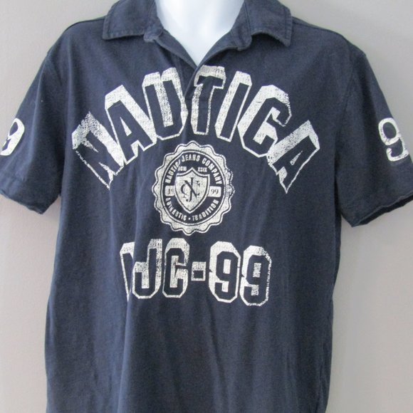 Nautica Navy Blue & White Graphic Polo Shirt - Picture 2 of 4